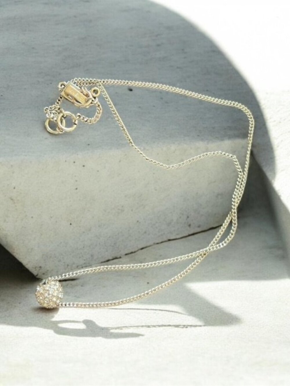 Givenchy Pave Crystal Disco Ball Pendant Necklace | Vintage Silver Tone Chain